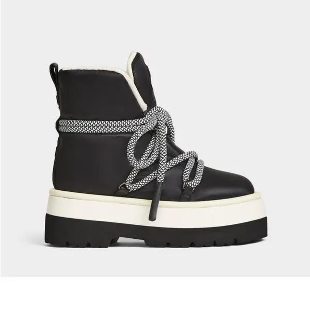 RUDSAK Black and Cream Platform Chunky Polar Winter Boots 38